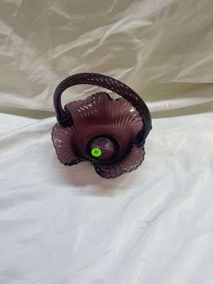 Fenton Amethyst Glass Basket with Handle