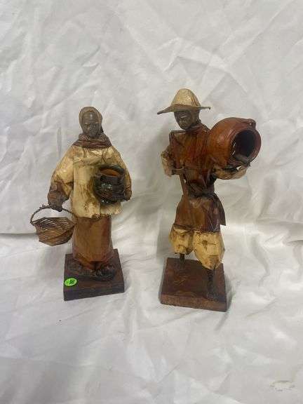 Pair of Folk Art Paper Mache Figures