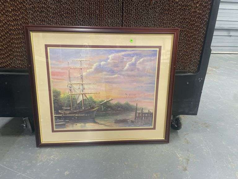Signed Framed Harbor Master Ship Print