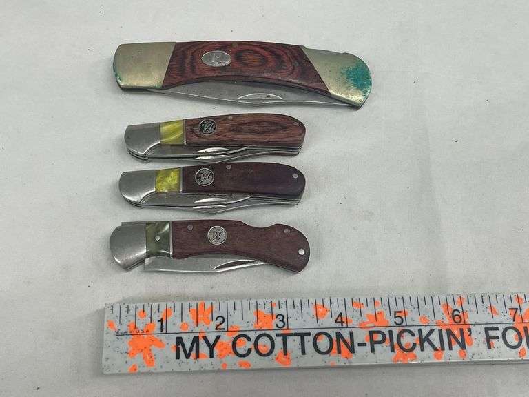 (4) Pocket Knives with Wood Handles image