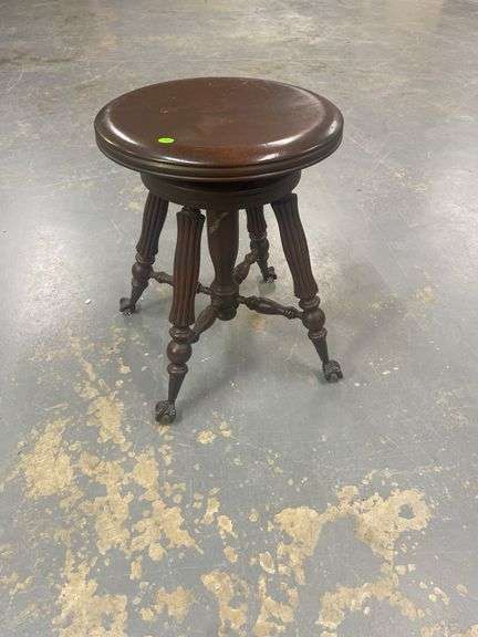 Wood Piano Stool with Claw Feet