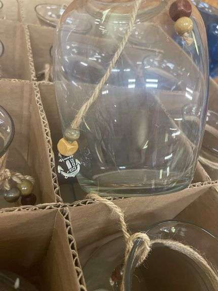 (12) Glass Vases with Decorative Twine
