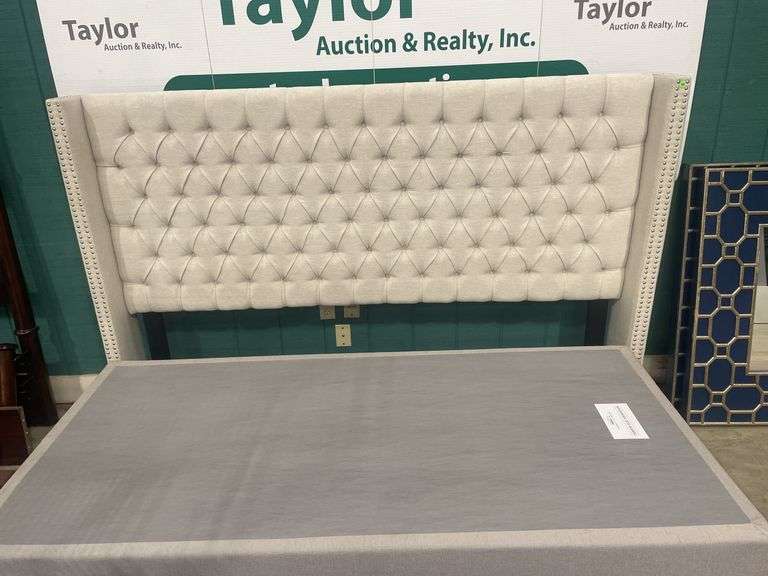 King Upholstered Headboard with Base and Frame