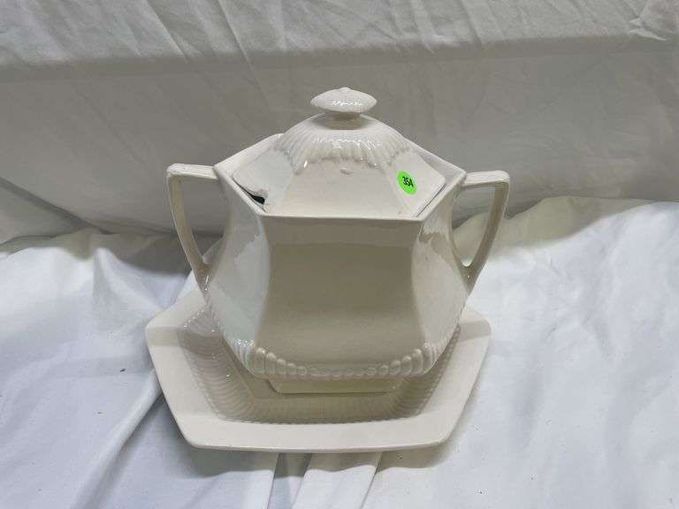 Ironstone China Covered Dish and Stand