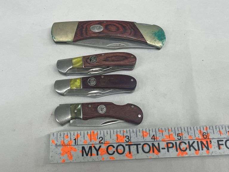 (4) Pocket Knives with Wood Handles