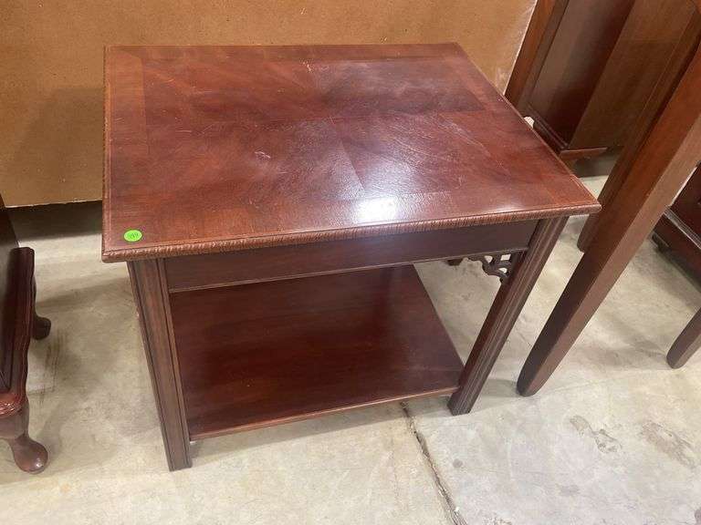 Small Mahogany Side Table with Shelf