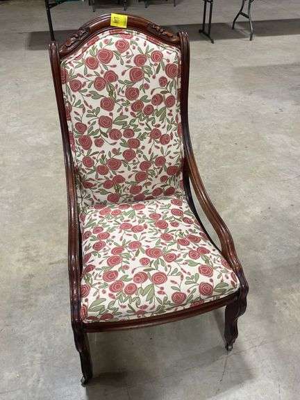 Elegant Upholstered Accent Chair with Floral Pattern