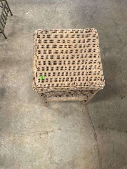 Wicker End Table with Shelf
