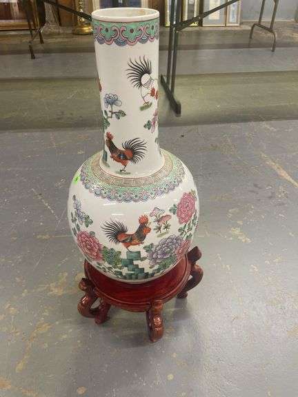 Decorative Porcelain Vase and Stand