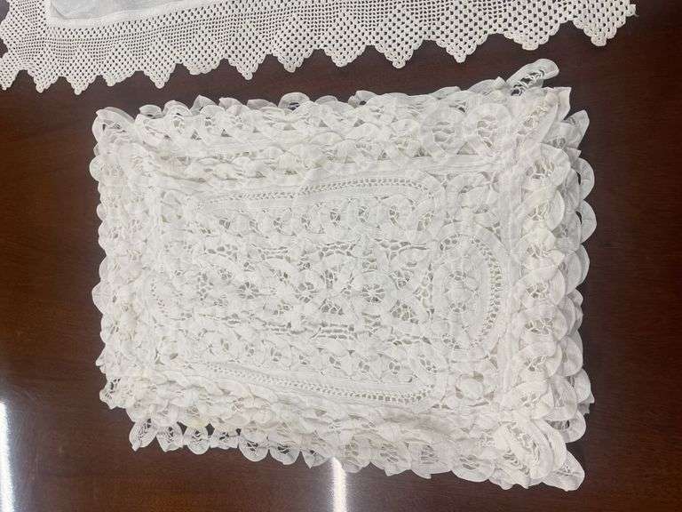 Assorted Handmade Doilies and Table Linens