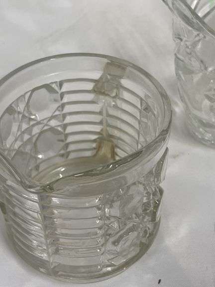 Assorted Glass Creamers and Decorated Tumbler