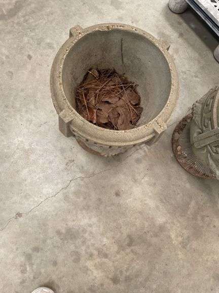 Pair of Concrete Outdoor Garden Urns