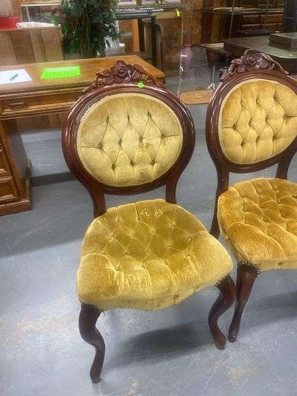 Pair of Tufted Upholstered Parlor Chairs