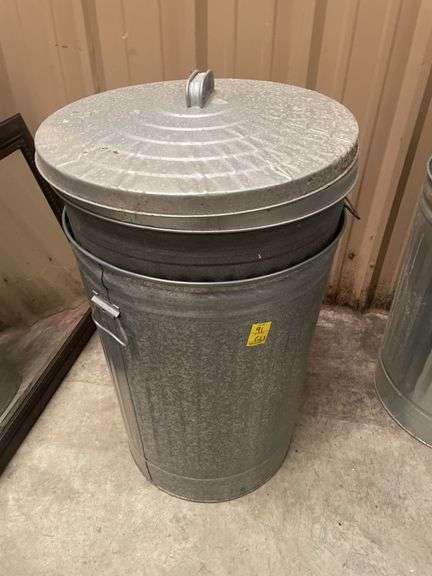 Galvanized Metal Trash Can image