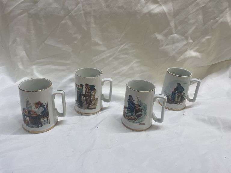 (4) Norman Rockwell Mugs