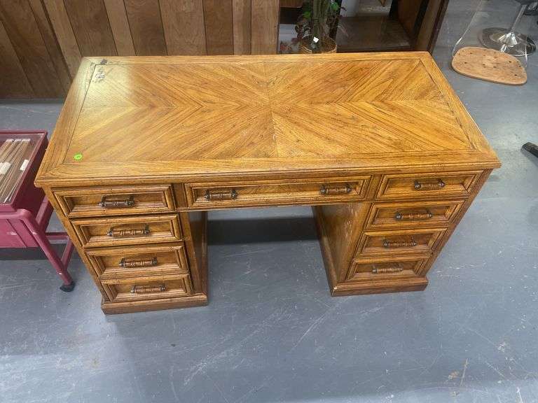 Wood Desk with Drawers