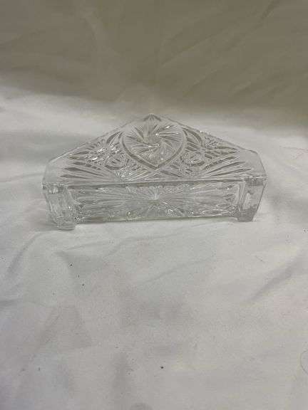(2) Pressed Glass Pitchers and Leaded Crystal Napkin Holder