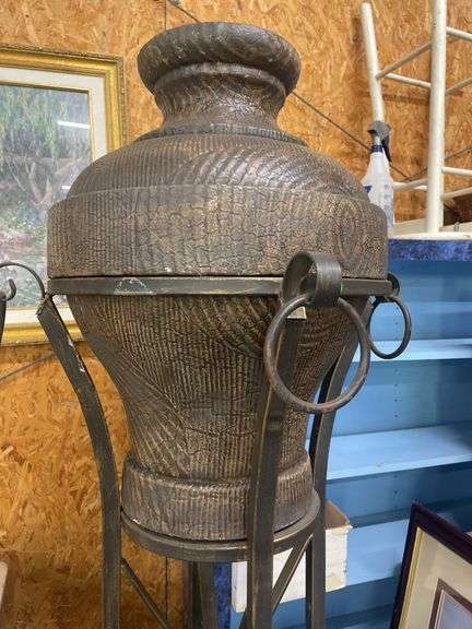 Decorative Urn Style Planter on Metal Stand