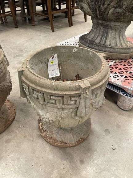 Pair of Concrete Outdoor Garden Urns