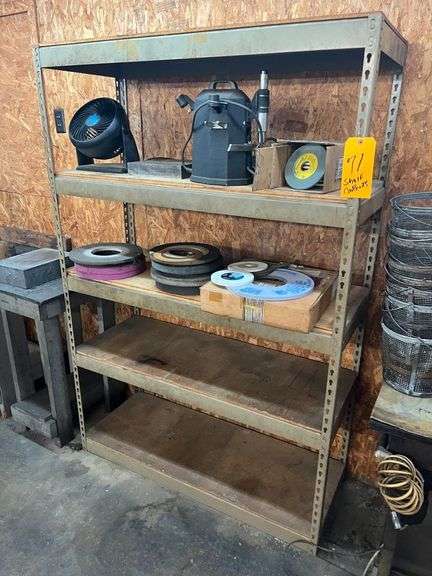 Metal Shelf & Contents