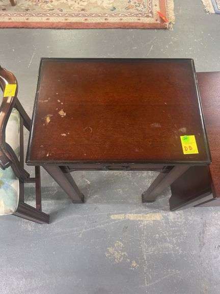 Dark Wood Side Table with Drawer