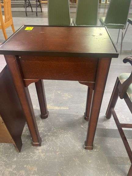 Dark Wood Side Table with Drawer