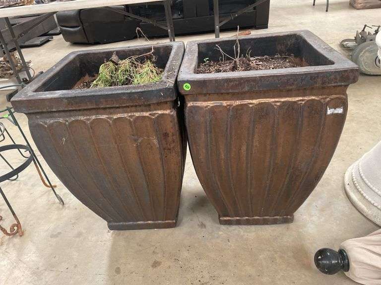 Pair of Large Pottery Decorative Garden Planters
