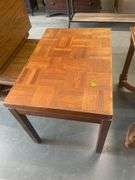 Wood Parquet Top Side Table