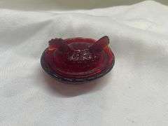 (4) Colored Glass Animal Covered Dishes