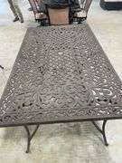 Outdoor Dining Set with Table, Six Chairs, and Umbrella