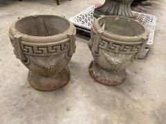 Pair of Concrete Outdoor Garden Urns
