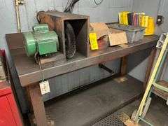 Wood Frame Metal Top Table & Contents