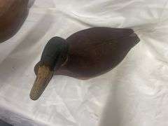 (2) Hand Carved Wooden Duck Decoys, Signed