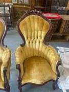 Pair of High Back Velvet Victorian Chairs