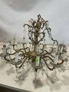 Brass and Crystal Chandelier with Bulbs