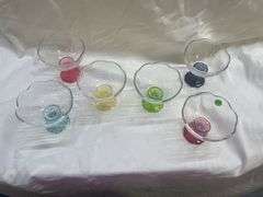 (6) Dessert Bowls with Colored Stems