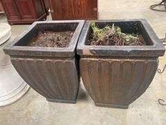 Pair of Large Pottery Decorative Garden Planters
