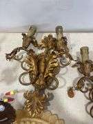Gold Wall Sconces and Ceiling Light Fixture with Parts