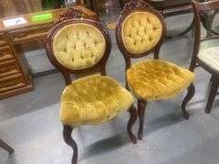 Pair of Tufted Upholstered Parlor Chairs