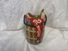 Ceramic Barrel with Saddle Lid Cookie Jar