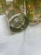 (8) MCM Green & Gold Highball Glasses