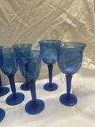 (12) Blue Stemmed Glasses