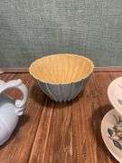 Ceramic Pitcher, Bowl, and Two-Tiered Serving Tray