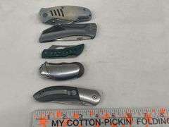 (4) Folding Pocket Knives and (1) Lighter Case