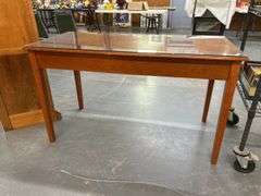 Wood Desk with Glass Top and Drawers