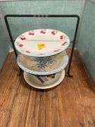 Tiered Dessert Stand with Assorted Plates