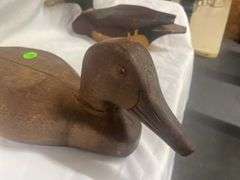 (2) Hand Carved Wooden Duck Decoys, Signed