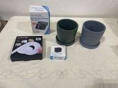 Blood Pressure Monitor, Grip Tape, Charger & Two Planters
