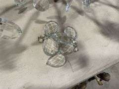 Brass and Crystal Chandelier with Bulbs