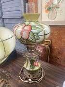 WORK, Pair of Vintage Hurricane Floral Lamps